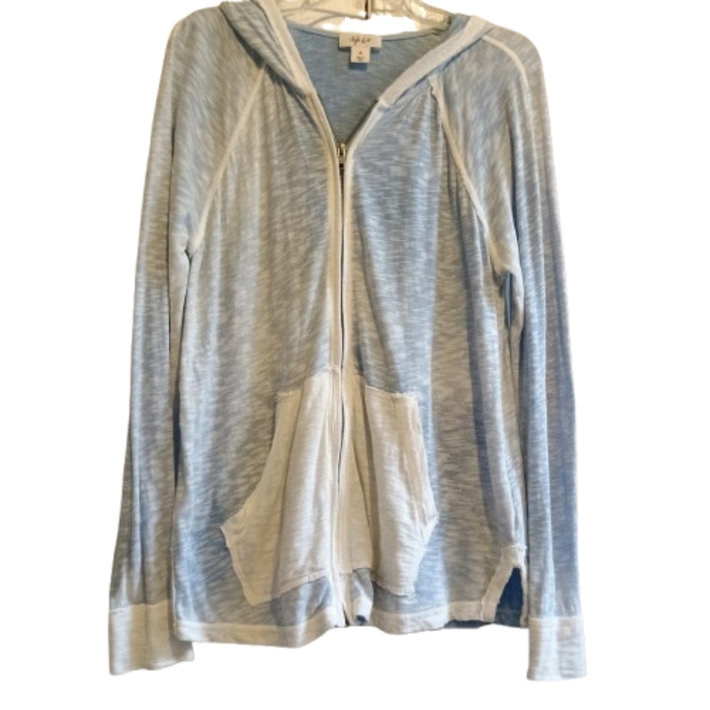 Style & Co Women’s M‎ Blue Lightweight Hoodie Zip Front Kangaroo Pocket Casual